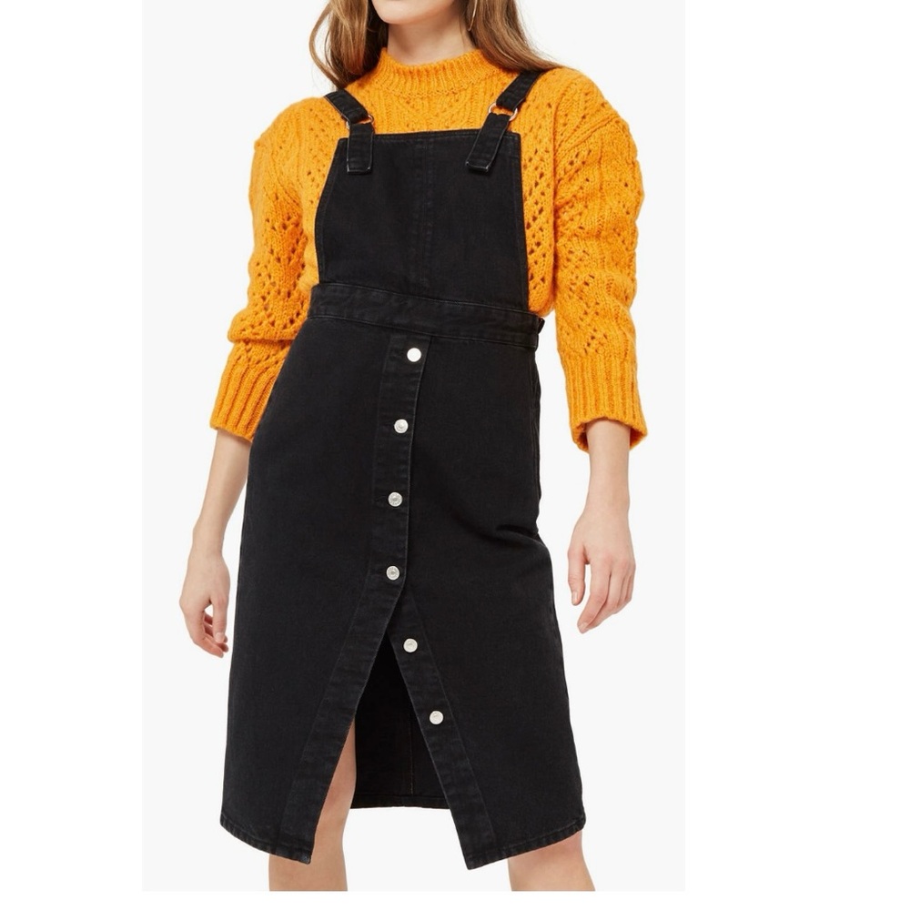 TOPSHOP Black Denim Overall Dress | Size 8